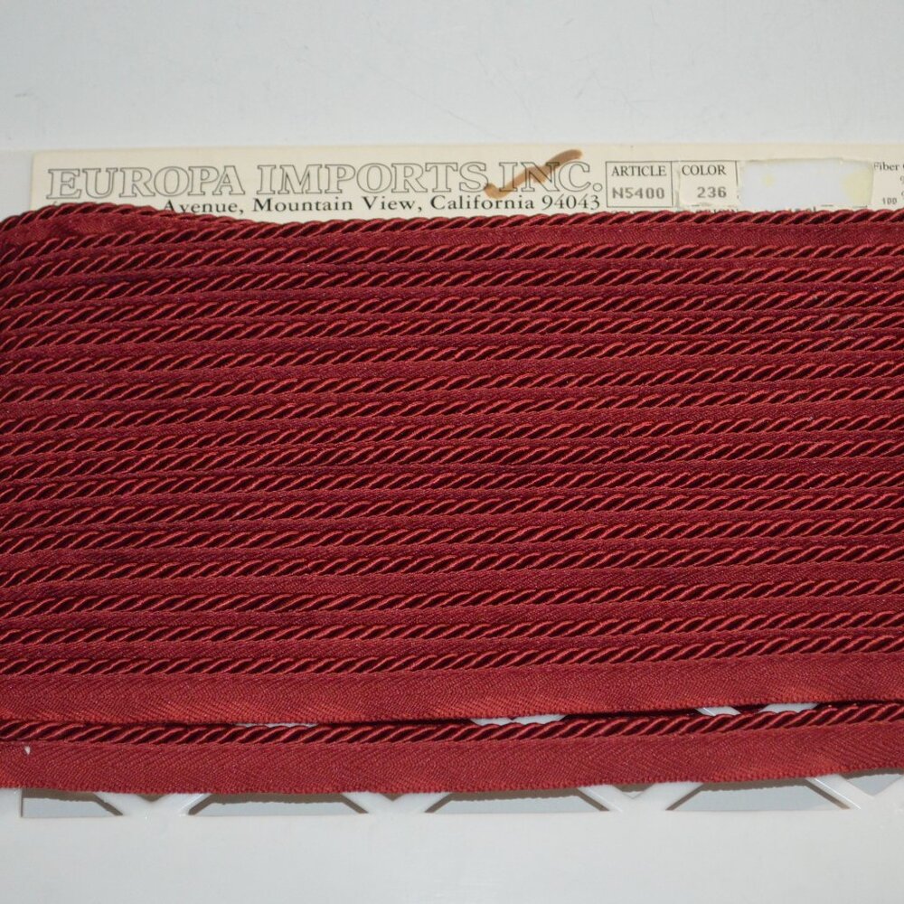 Rich Red Small Rope Trim, 10 Yards - New